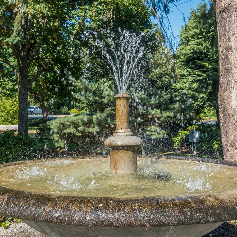 a-fountain-sprays-water-in-the-residential-neighbo A fountain sprays water in the residential neighbo