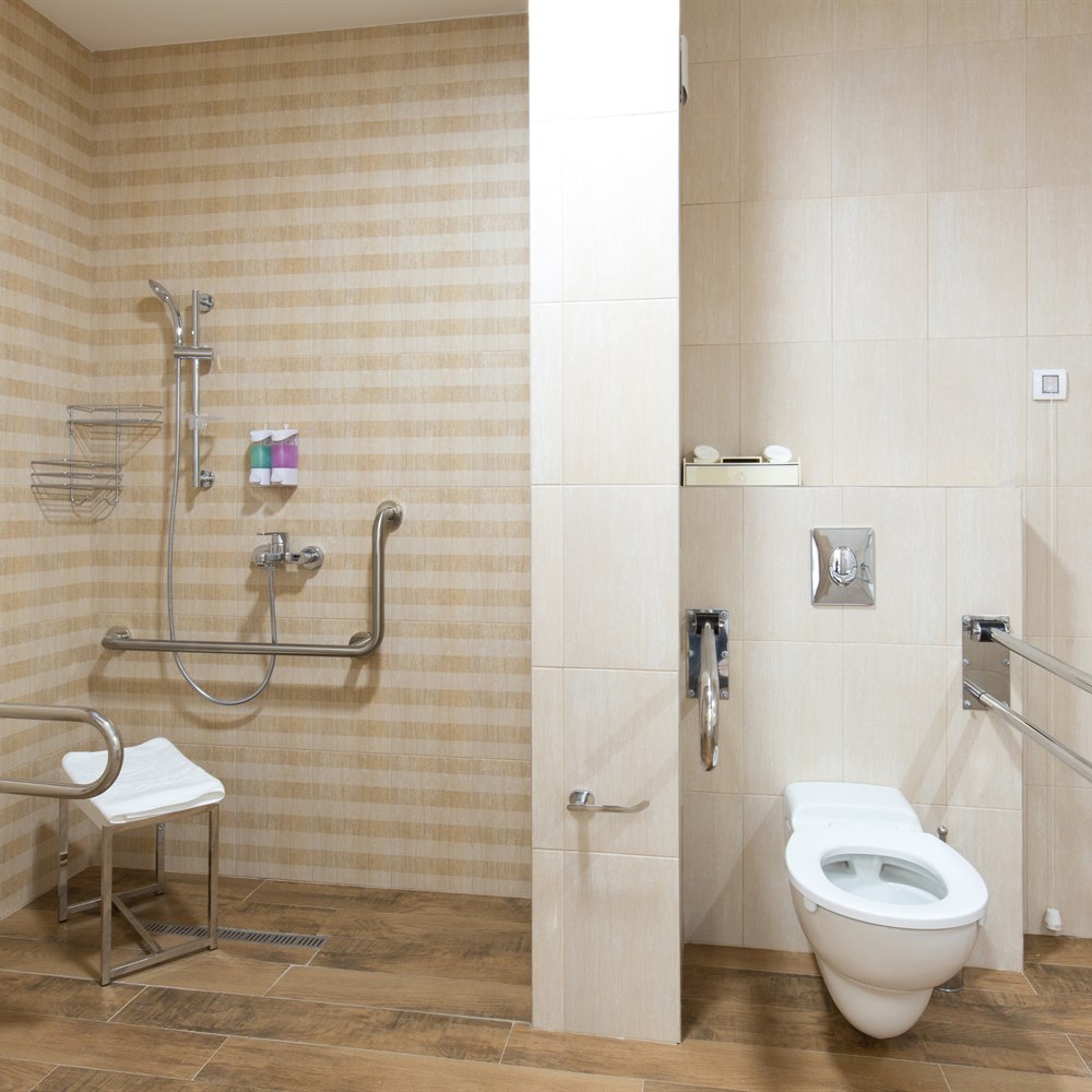Accessible bathroom with shower seat