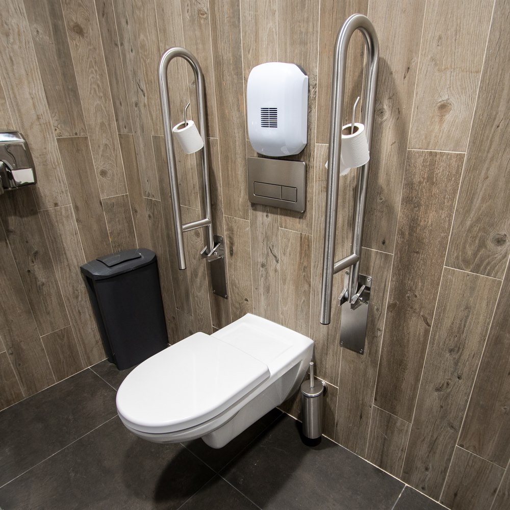 Accessible toilet with grab rails