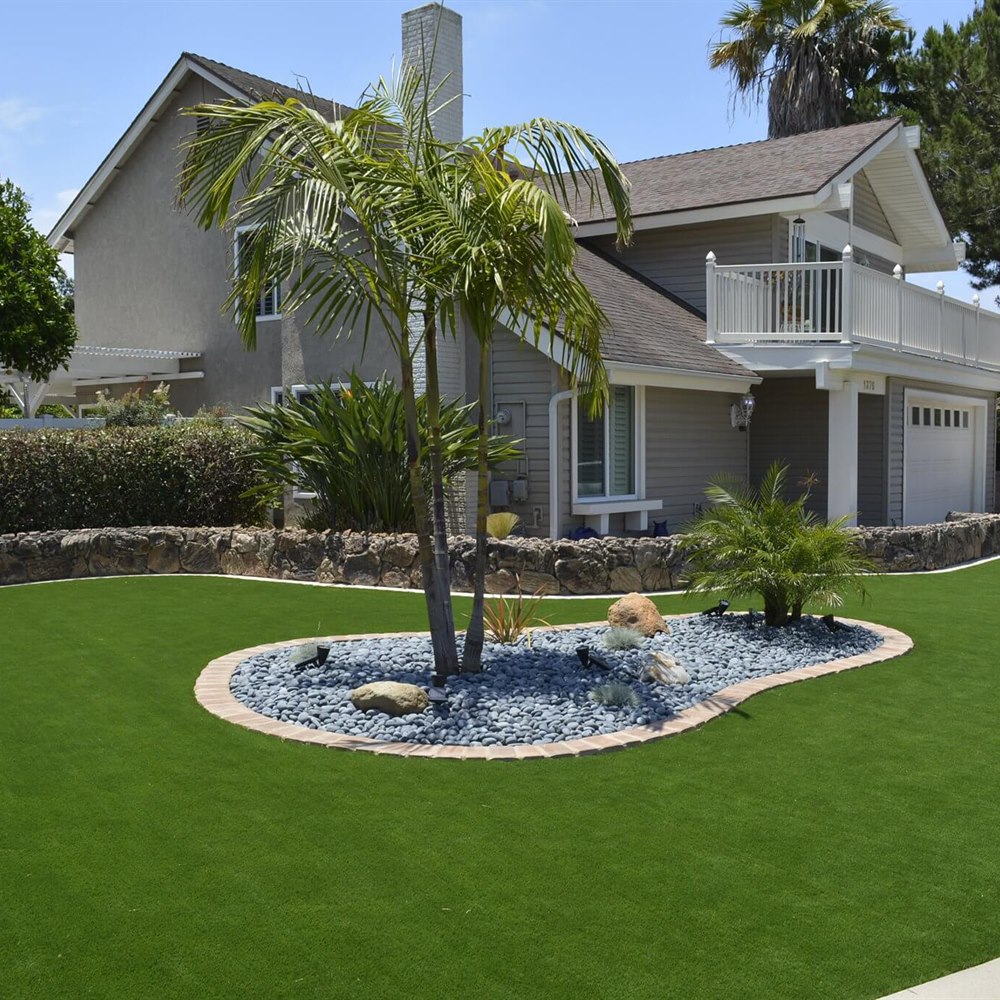 Artificial turf front lawn