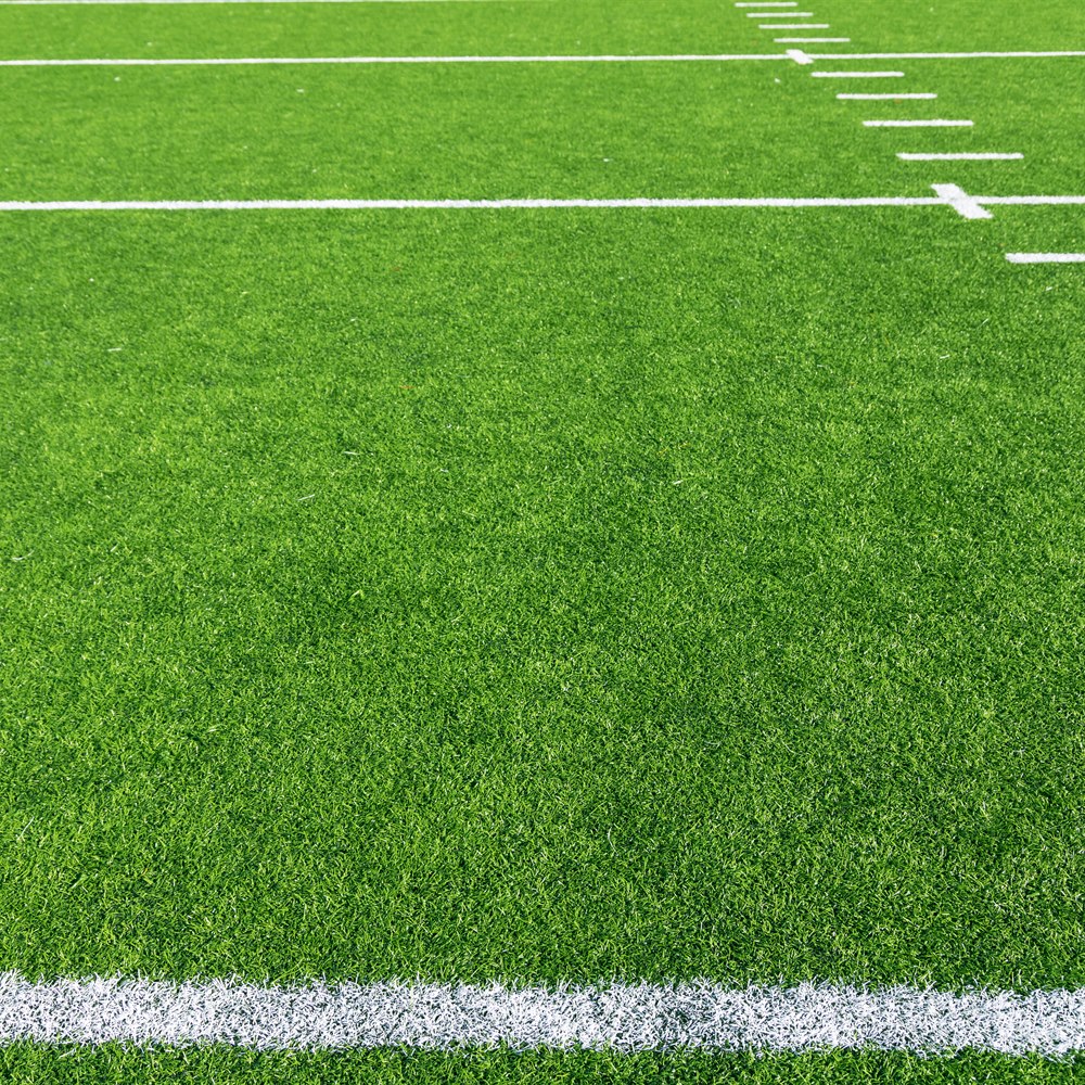 Bright green turf on a football field