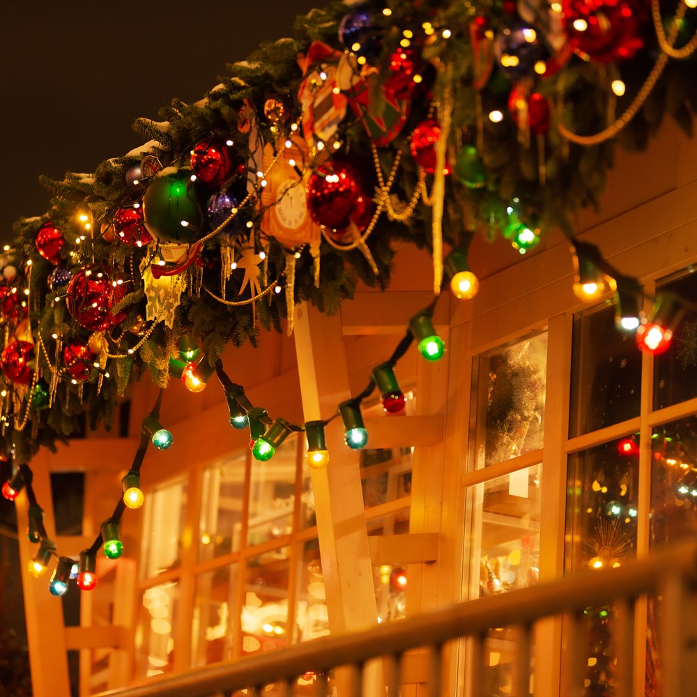 christmas-lights-decorating-a-festive-outdoor-buil Christmas lights decorating a festive outdoor building