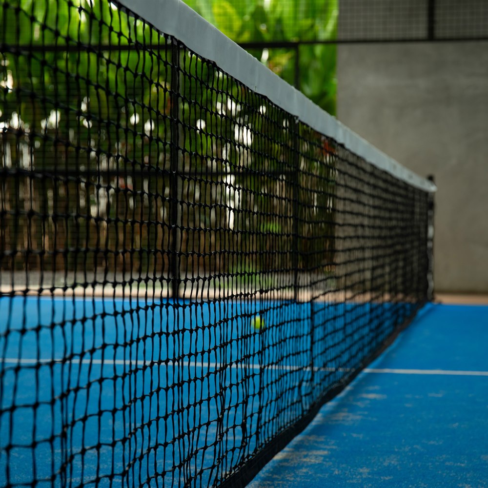 Close up view of a padel court net