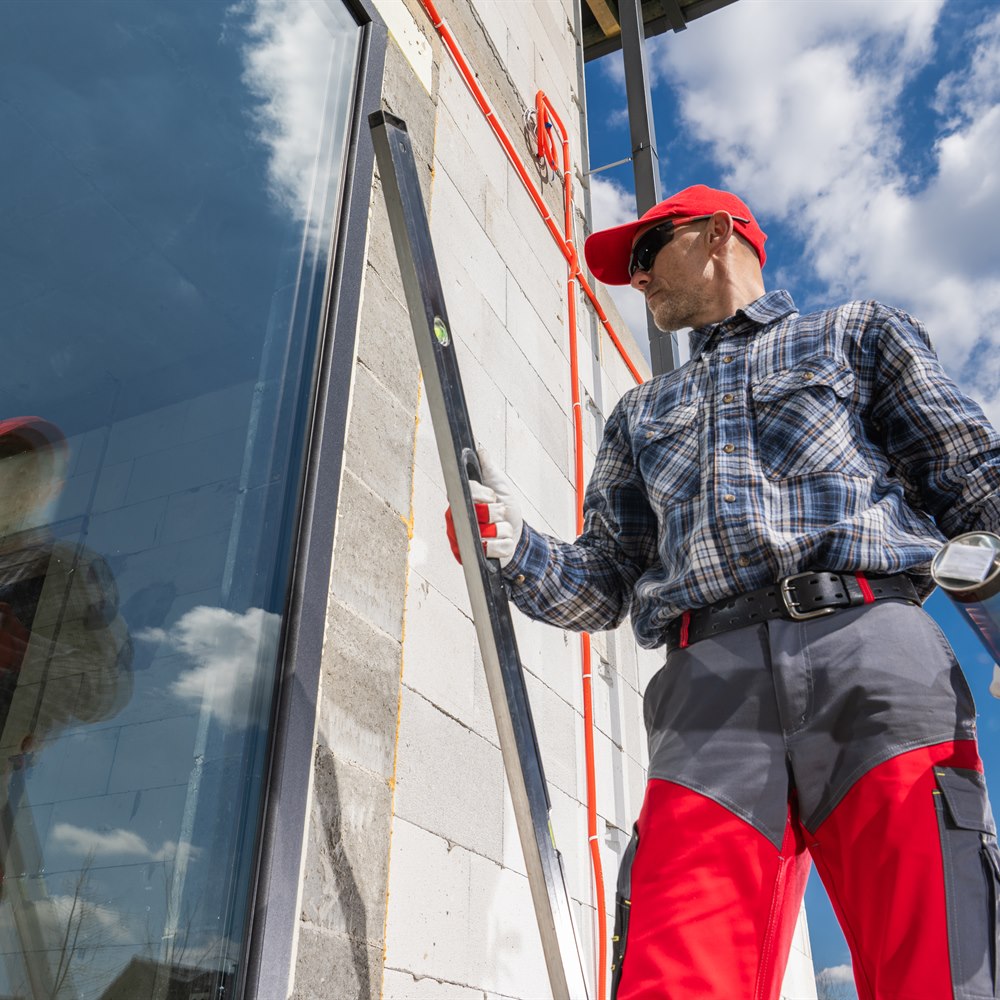 construction-worker-installing-windows-on-building Construction worker installing windows on building