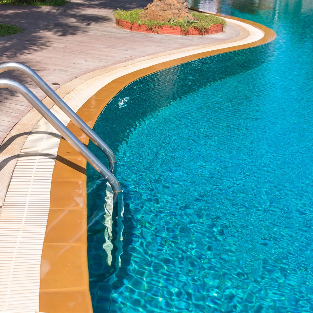 Finished swimming pool with ladder