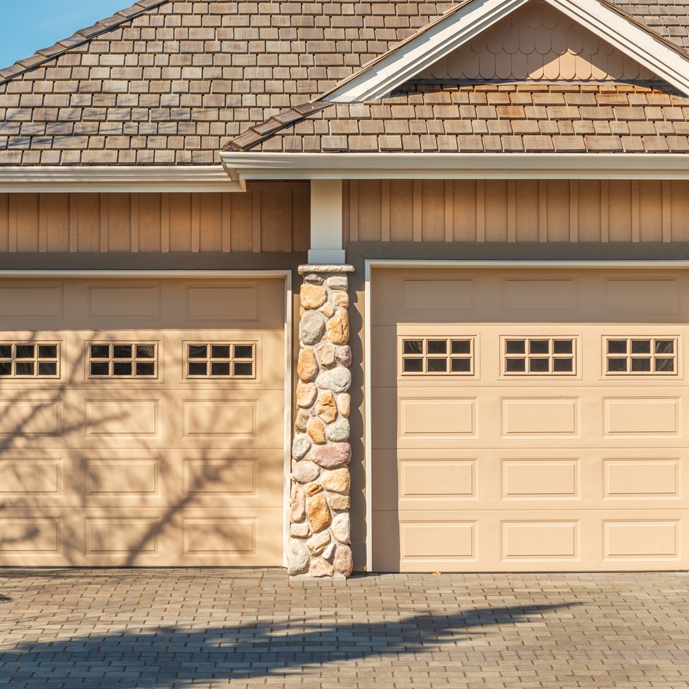 Fragment of a luxury house with a garage