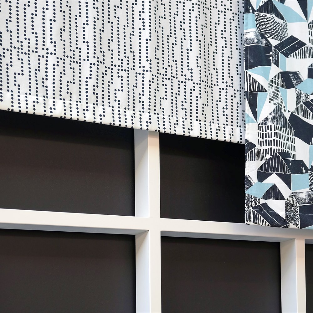 Geometric window covering creates graphic