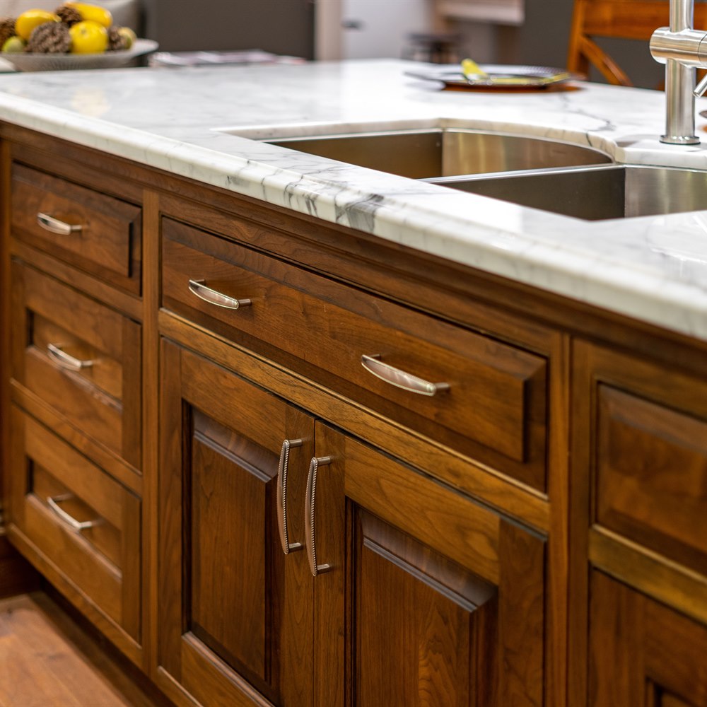 Luxurious kitchen island with marble countertop