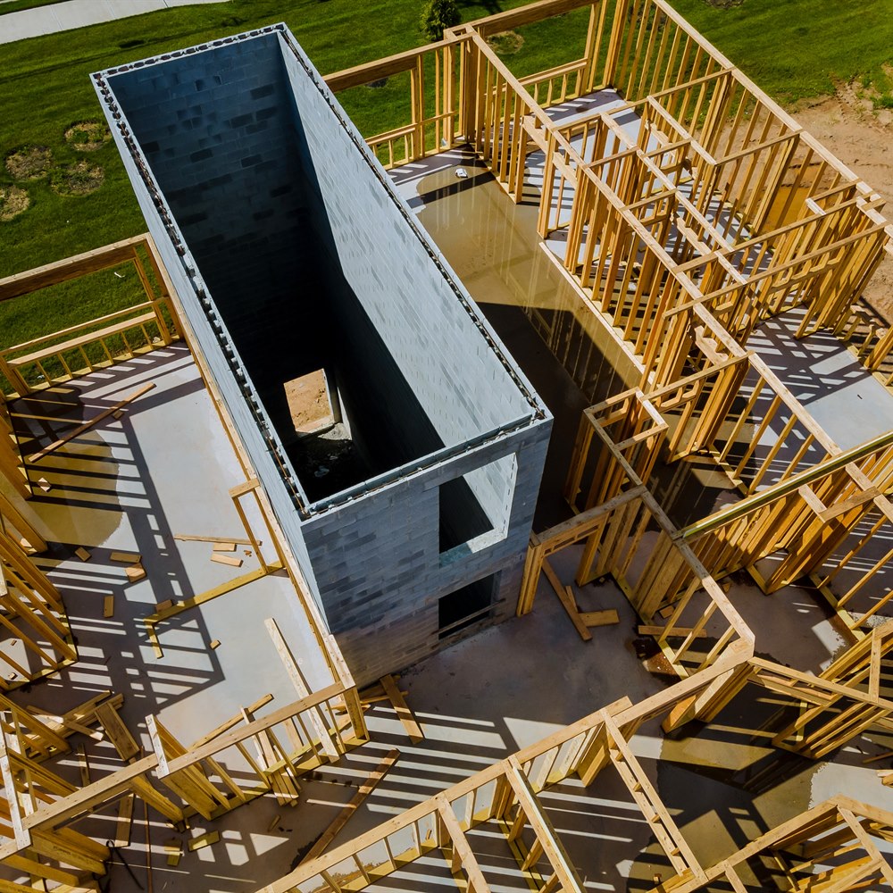 New house construction in a residential neighborho
