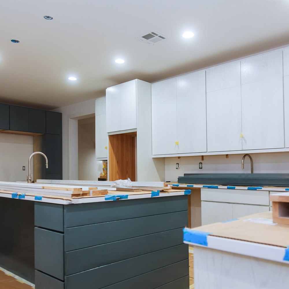 New kitchen cabinet installation in contemporary