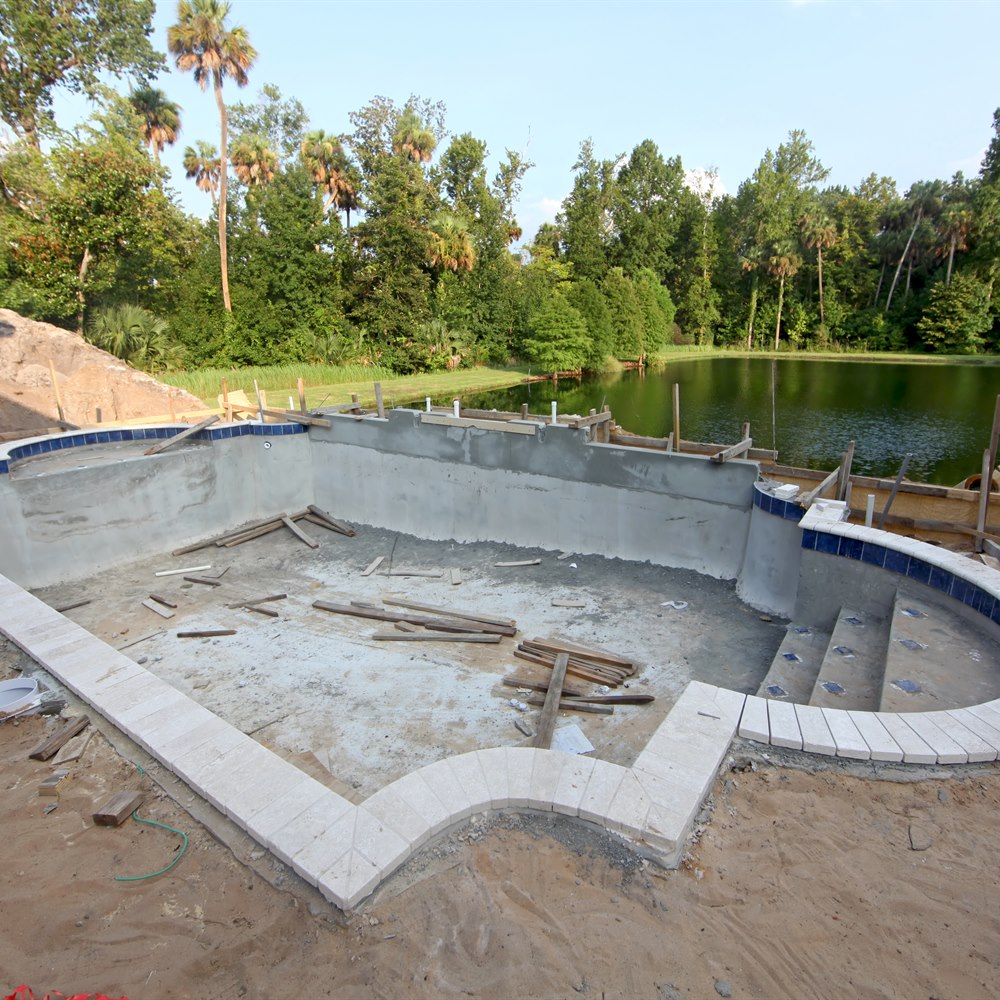 New pool shell under construction
