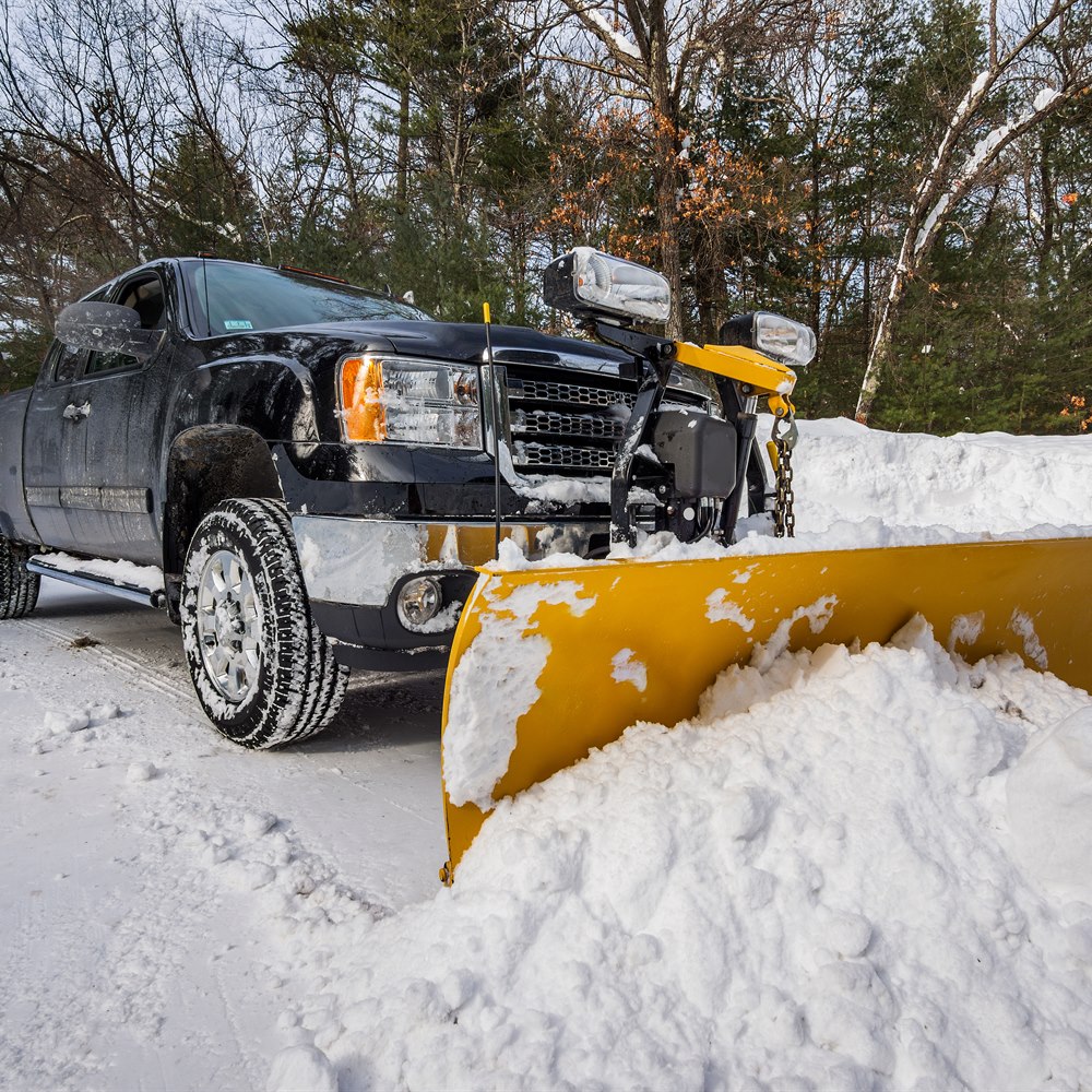 Pickup truck with a snow plow