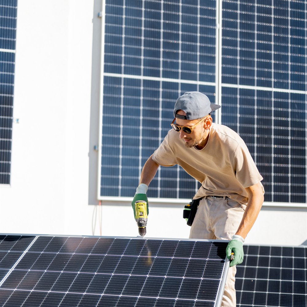 Solar panel installer on commercial installation